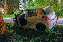 Auto ramt boom in Amstelveen, brandweer moet bestuurder bevrijden